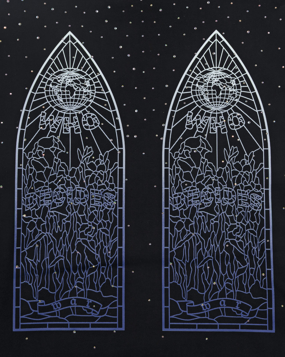 WHO DECIDES WAR RHINESTONE HOODED PULLOVER COAL