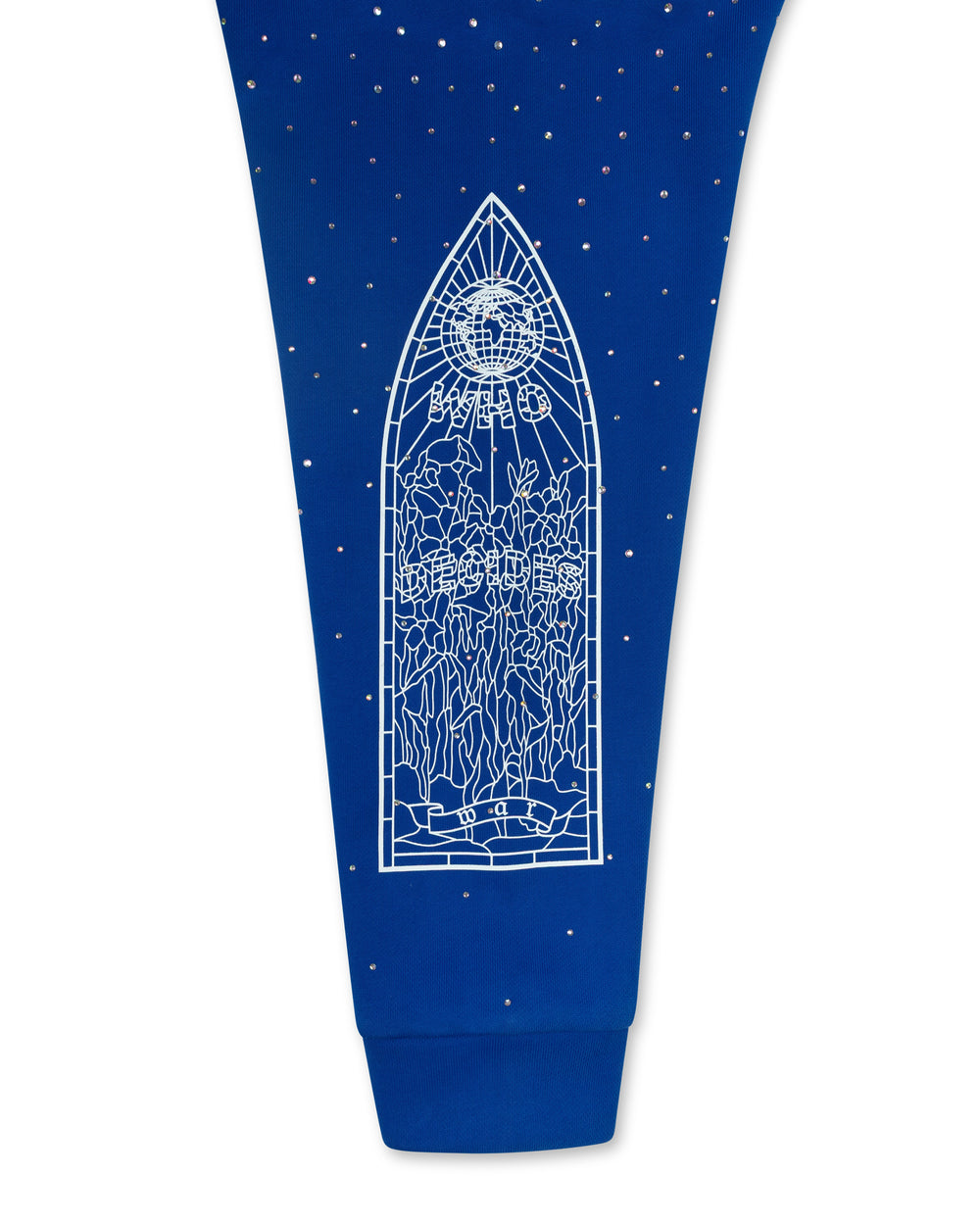 WHO DECIDES WAR RHINESTONE HOODED PULLOVER INDIGO