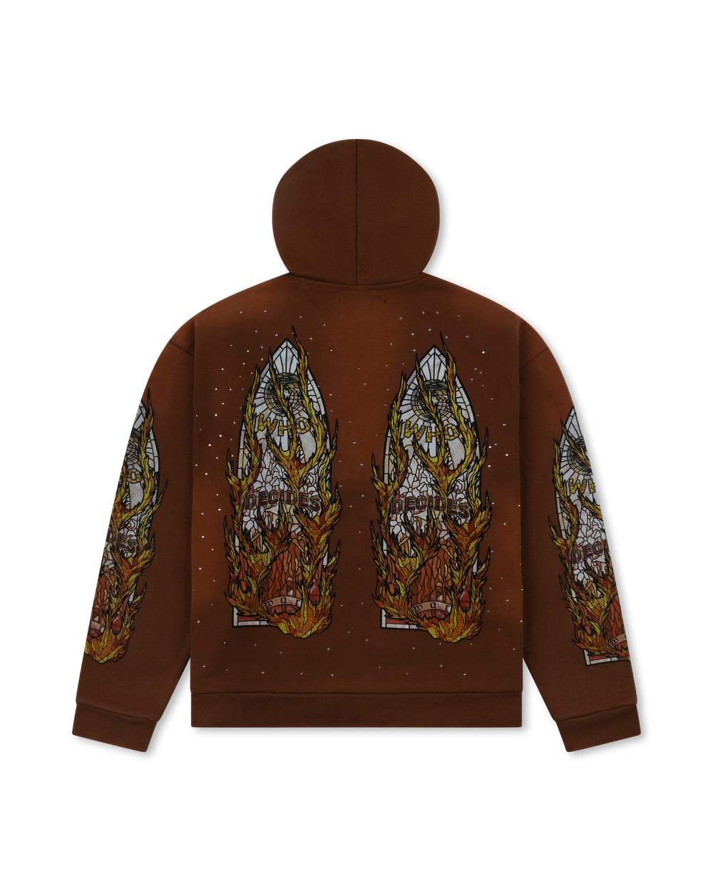 WHO DECIDES WAR FLAME GLASS HOODED PULLOVER RUST
