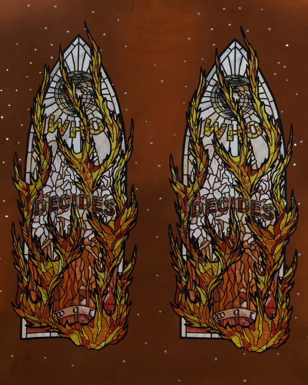 WHO DECIDES WAR FLAME GLASS HOODED PULLOVER RUST