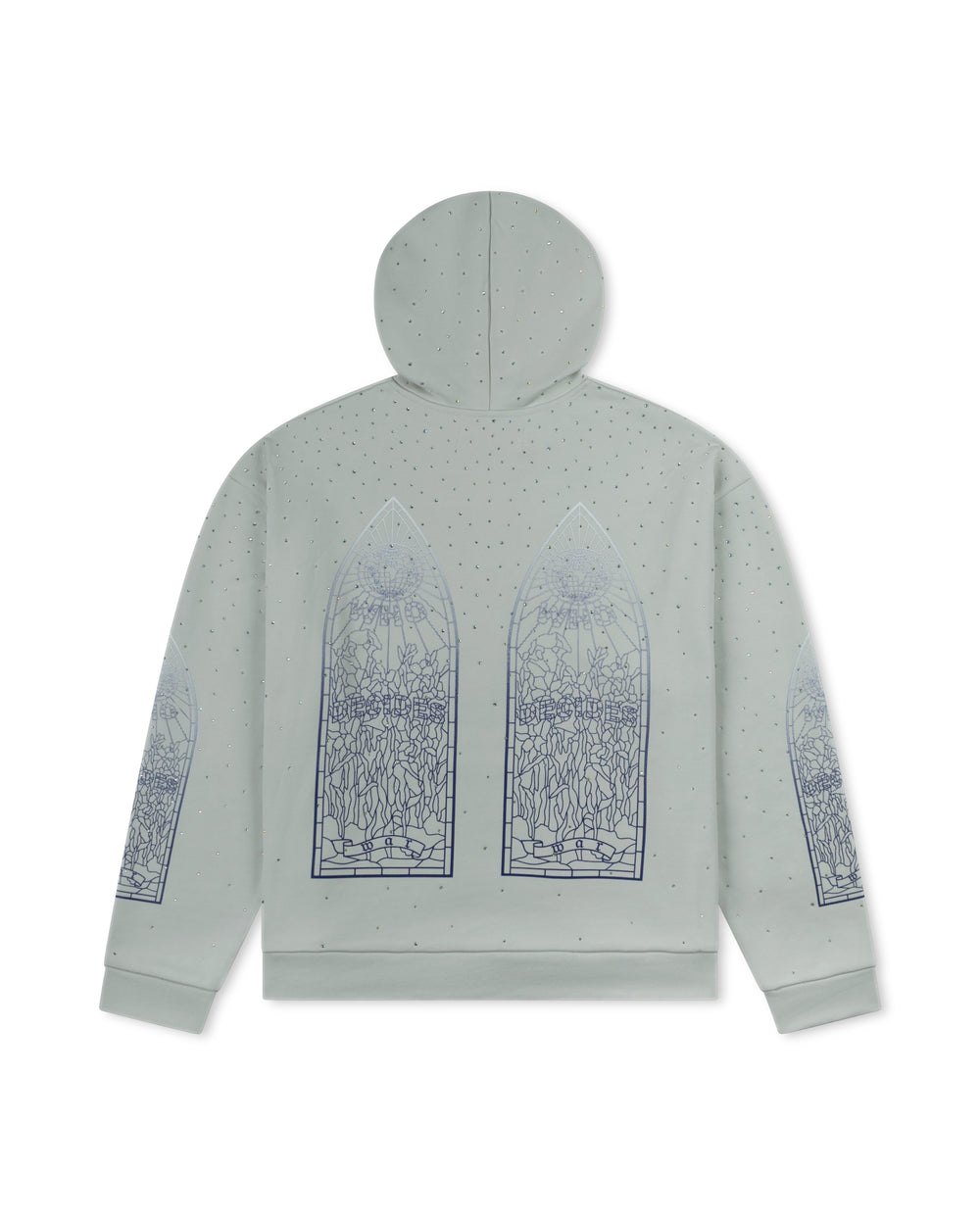 WHO DECIDES WAR RHINESTONE HOODED PULLOVER CREAM