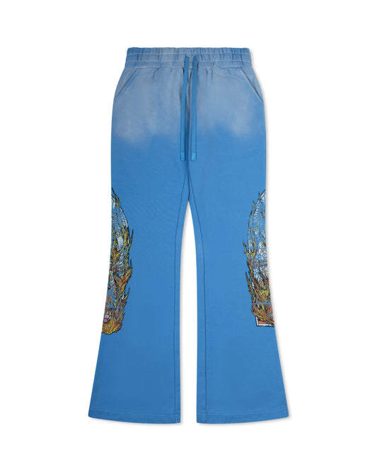 WHO DECIDES WAR FADED FLAME GLASS SWEATPANT SKY