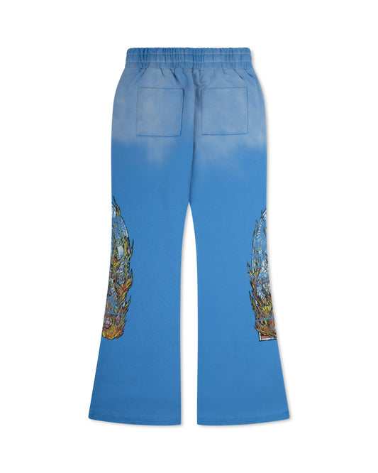 WHO DECIDES WAR FADED FLAME GLASS SWEATPANT SKY
