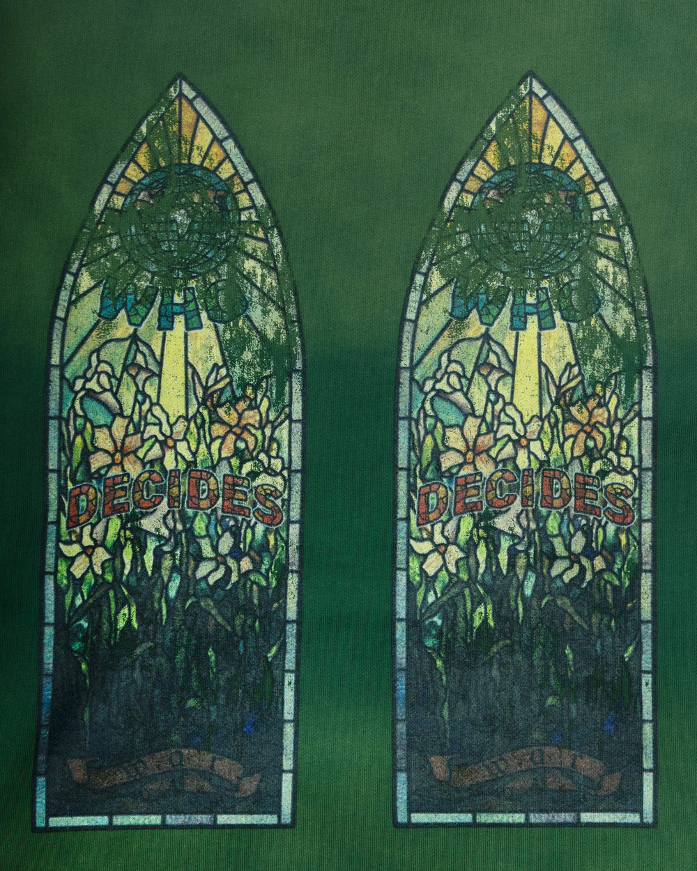 WHO DECIDES WAR FADED HOODED PULLOVER EMERALD