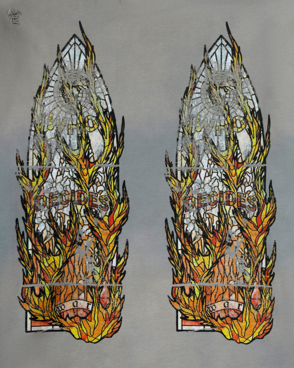 WHO DECIDES WAR FADED FLAME GLASS HOODED PULLOVER VINTAGE GREY
