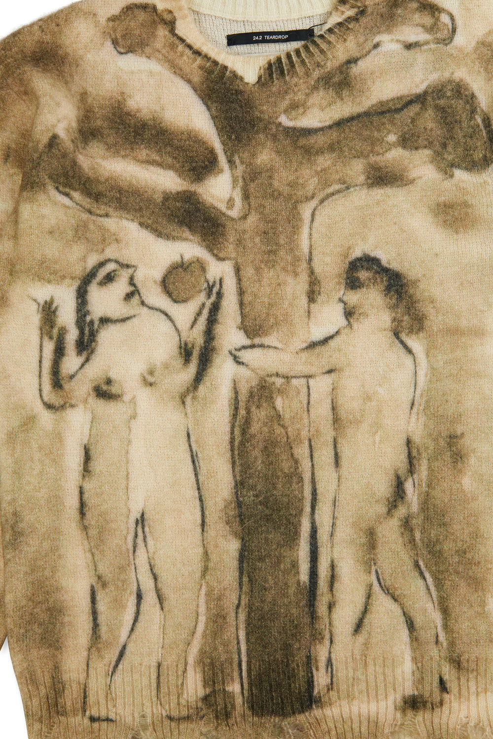 Song For the Mute Digital Print Oversized Sweater Sepia