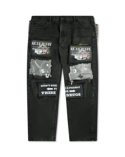 COUCOU BEBE HEAT WAVE DENIM PANTS BLACK