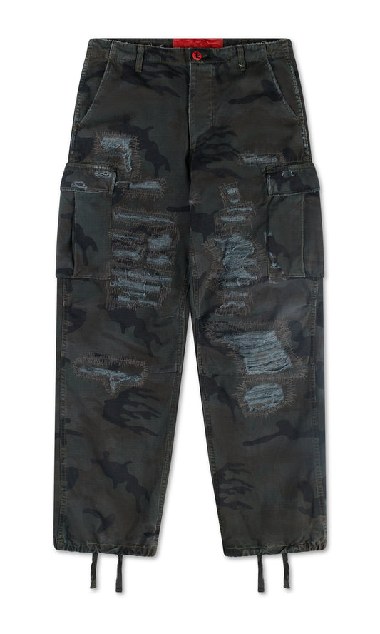 HELLSTAR CARGO PANTS (RIPPED) BLACK