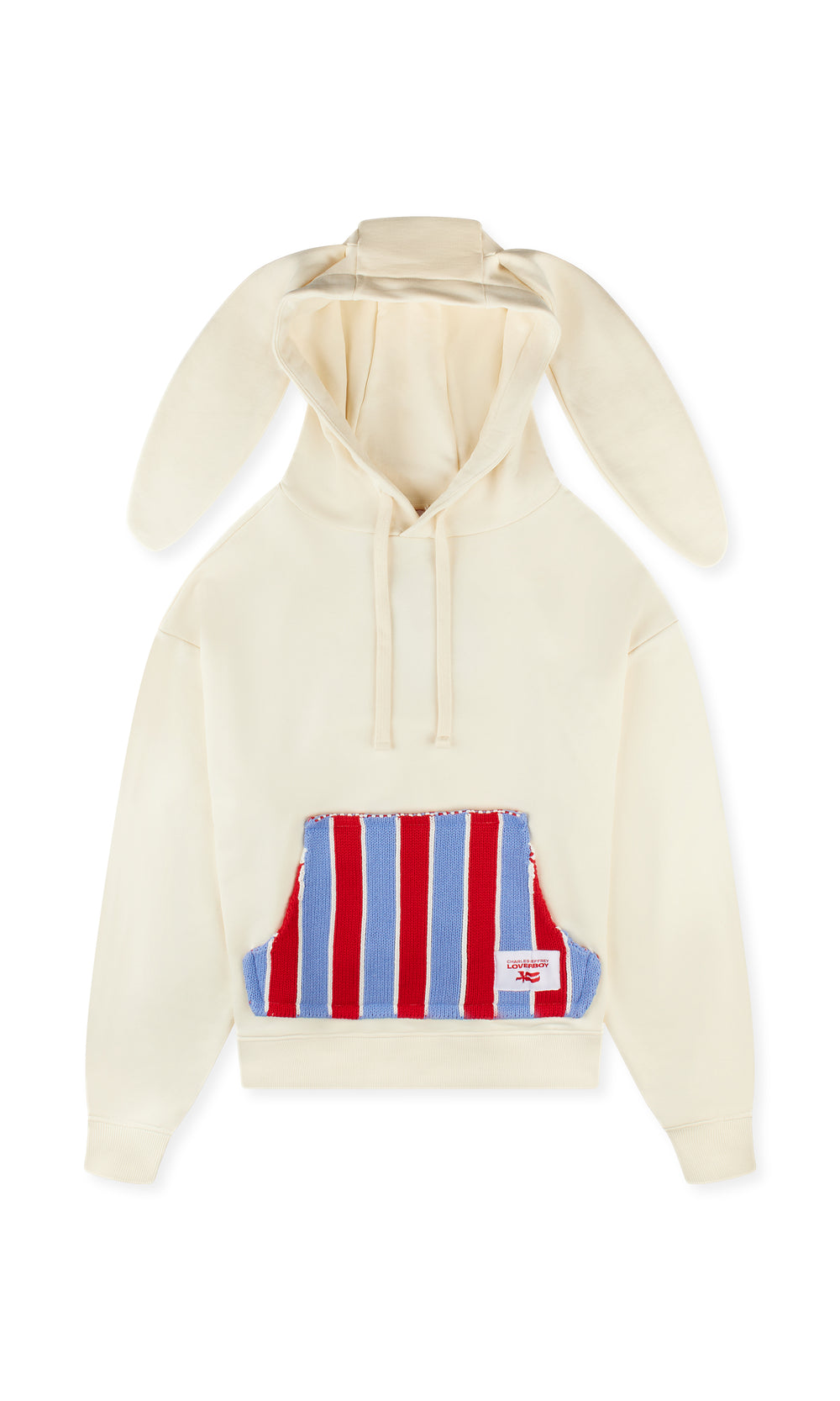 CHARLES JEFFREY LOVERBOY PATCH RABBIT EARS HOODY ECRU