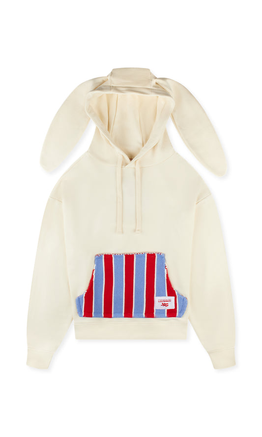 CHARLES JEFFREY LOVERBOY PATCH RABBIT EARS HOODY ECRU