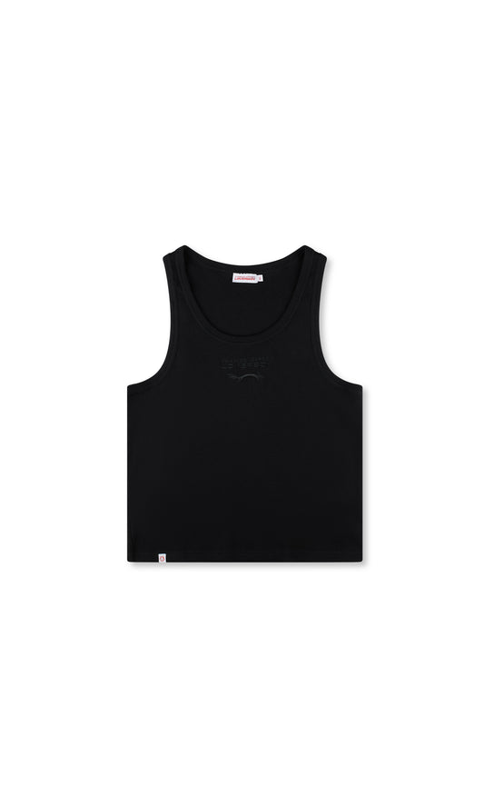 CHARLES JEFFREY LOVERBOY KNITTED LOGO TANK TOP BLACK