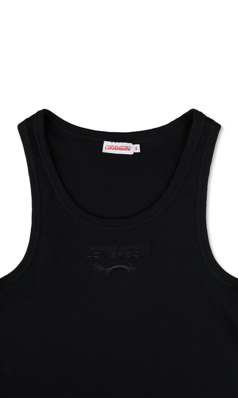 CHARLES JEFFREY LOVERBOY KNITTED LOGO TANK TOP BLACK