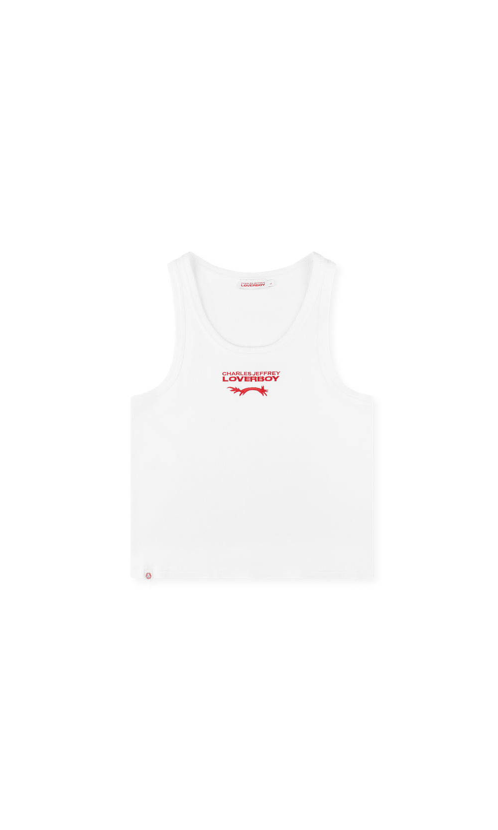 CHARLES JEFFREY LOVERBOY KNITTED LOGO TANK TOP WHITE
