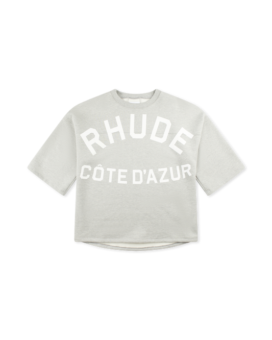 RHUDE COTE D'AZUR MID-SLEEVE BOXY TEE HEATHER GREY
