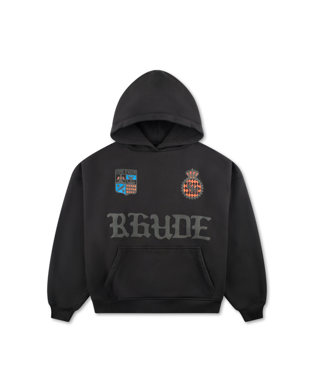 RHUDE COTE D'AZUR CREST OVERSIZED HOODIE BLACK