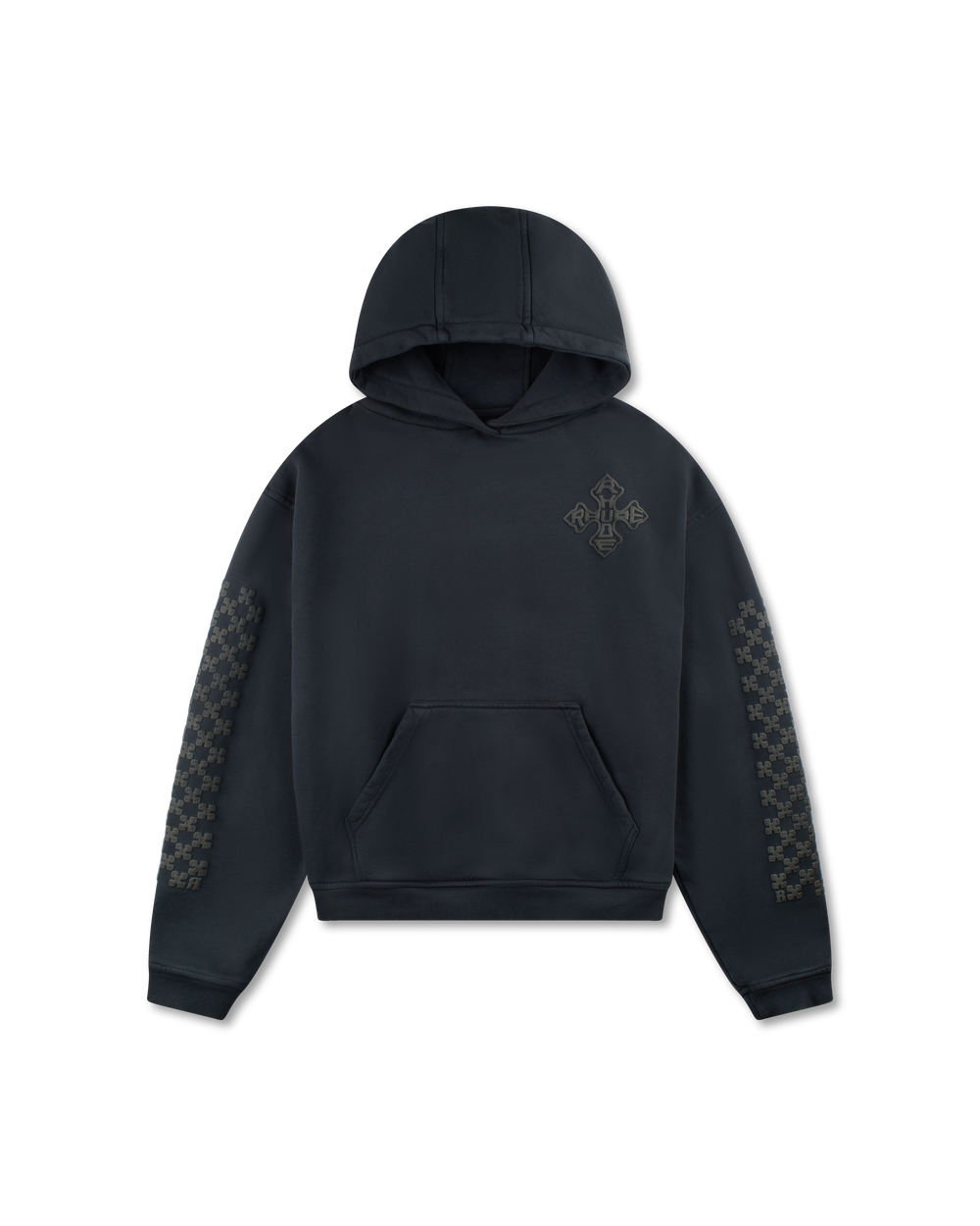 RHUDE CROSS LOGO HOODIE VTG BLACK