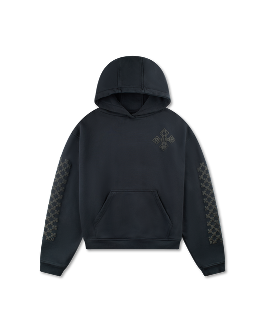 RHUDE CROSS LOGO HOODIE VTG BLACK