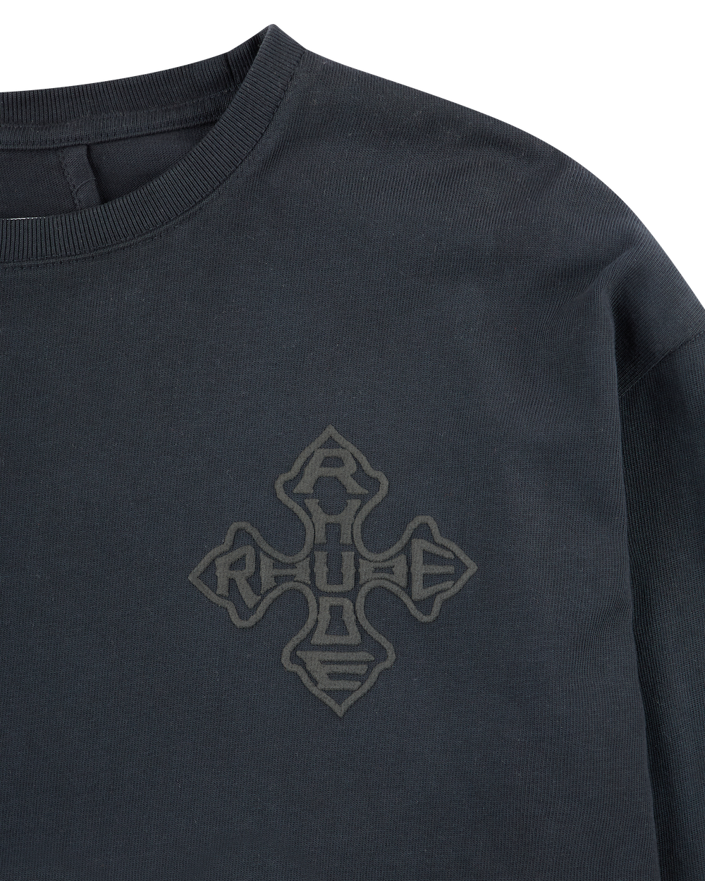 RHUDE CROSS LOGO LS TEE VTG BLACK/BLACK