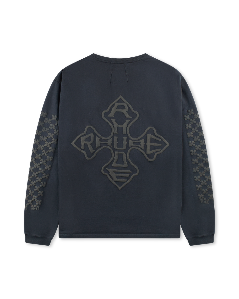 RHUDE CROSS LOGO LS TEE VTG BLACK/BLACK