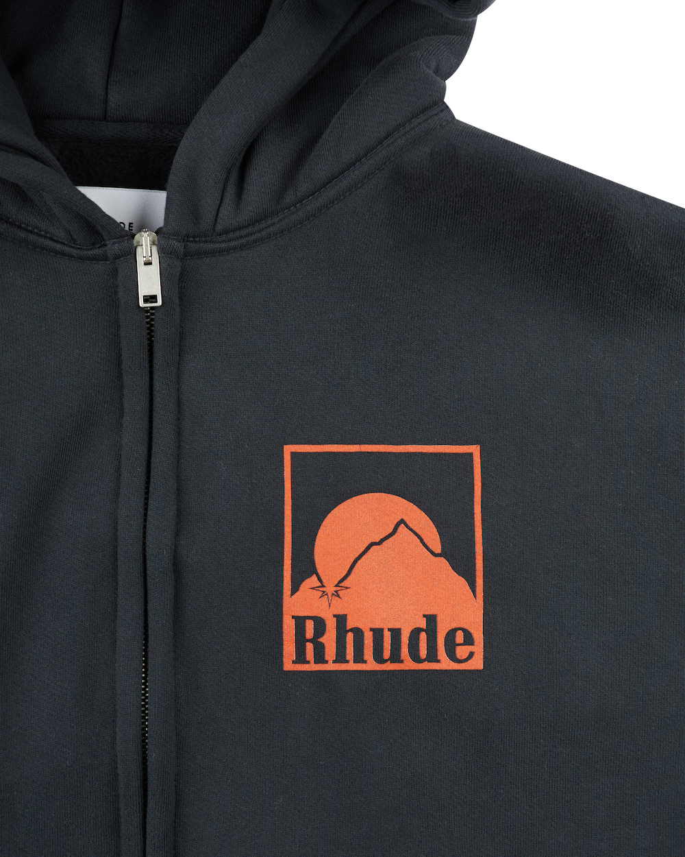 RHUDE MOONLIGHT BADGE FULL-ZIP HOODIE VTG BLACK