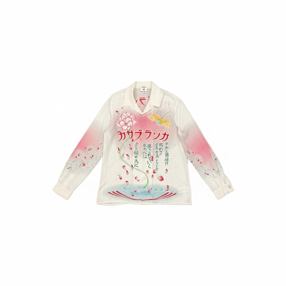 CASABLANCA CUBAN COLLAR LONG SLEEVE SHIRT LOTUS FLOWER