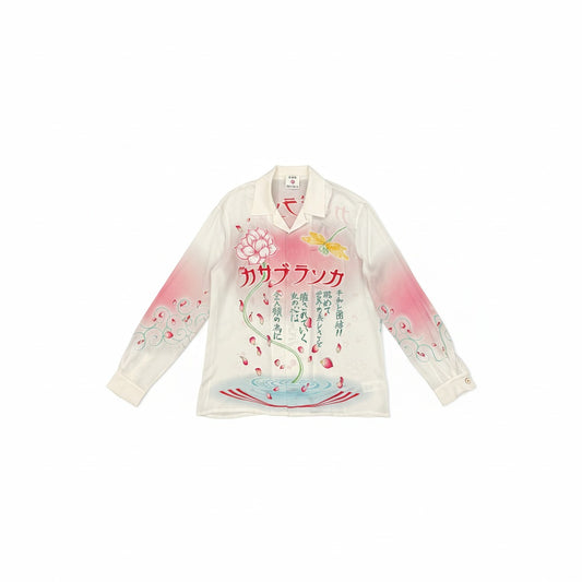 CASABLANCA CUBAN COLLAR LONG SLEEVE SHIRT LOTUS FLOWER