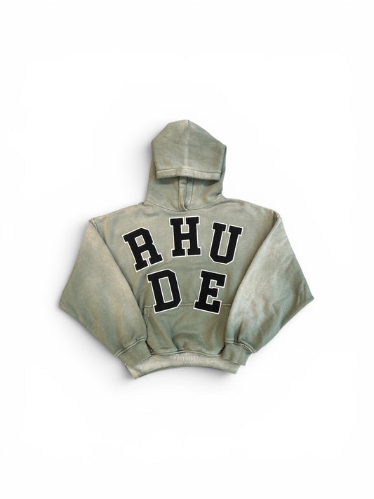 RHUDE RHUDE CHENILLE PATCH LOGO HOODIE WASHED OLIVE / BLACK