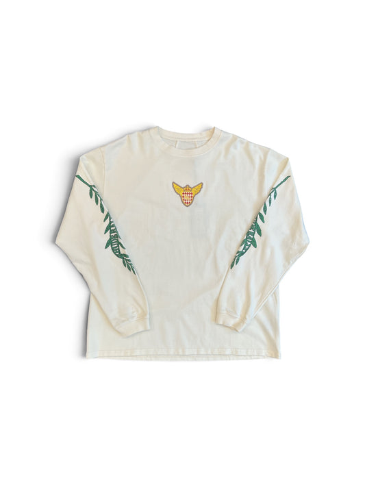 RHUDE TRIPOLI WREATH LS TEE VINTAGE WHITE / GREEN / BLUE