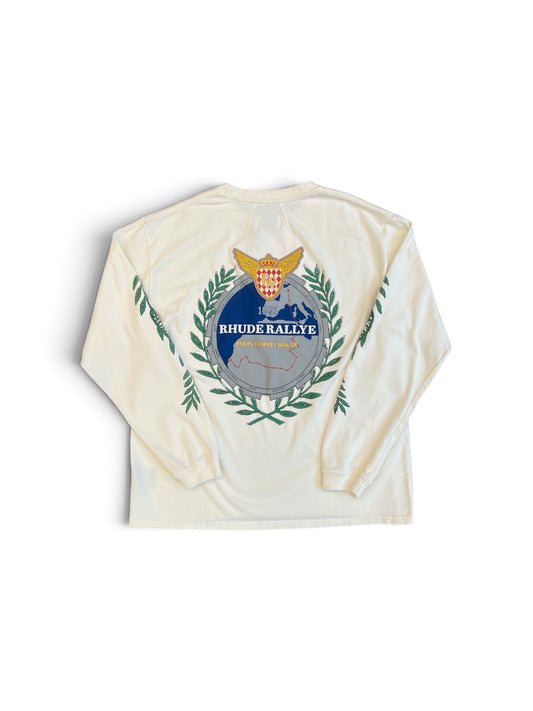 RHUDE TRIPOLI WREATH LS TEE VINTAGE WHITE / GREEN / BLUE