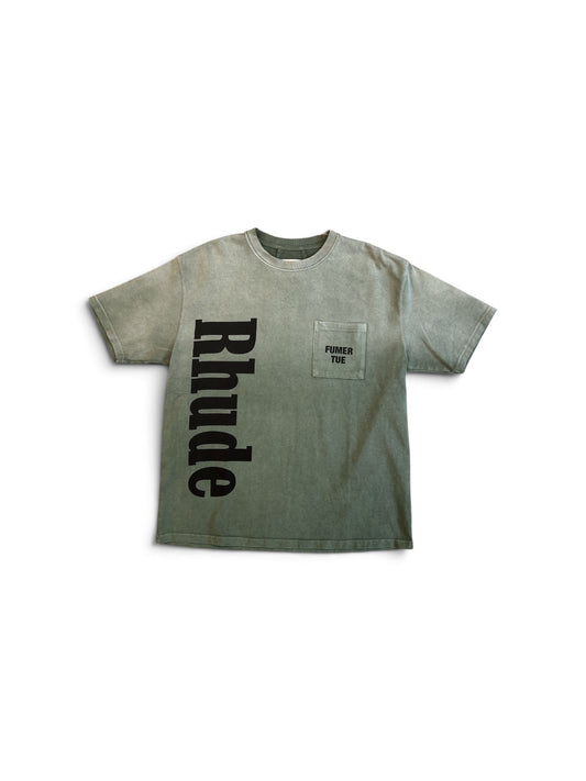 RHUDE RHUDE LOGO POCKET TEE WASHED OLIVE / BLACK
