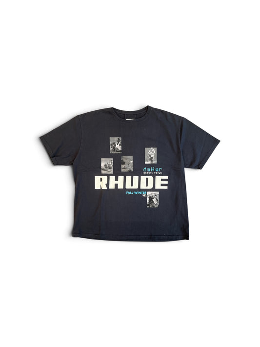 RHUDE WINTER 91 RALLYE TEE VINTAGE BLACK / WHITE / BLUE