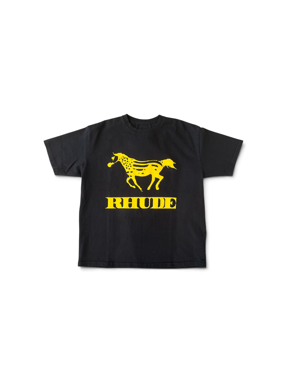 RHUDE DINERO TEE VINTAGE BLACK / YELLOW