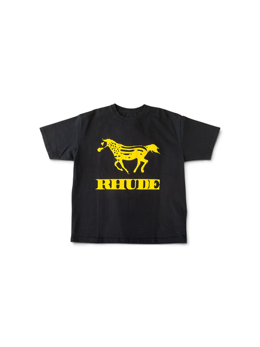 RHUDE DINERO TEE VINTAGE BLACK / YELLOW