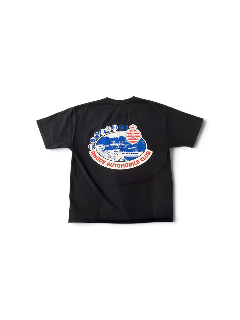 RHUDE RHUDE AUTOMOBILE CLUB TEE VINTAGE BLACK / RED / BLUE