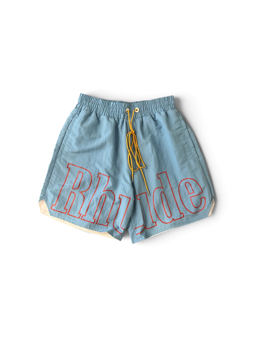 RHUDE LOGO TRACK SHORT BABY BLUE / RED