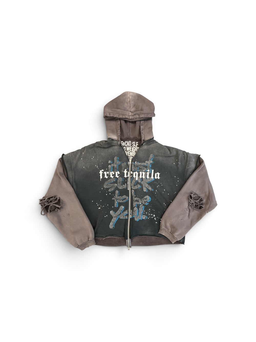 SECNDSLF FREE TEQUILA ZIP HOODIE BLACK