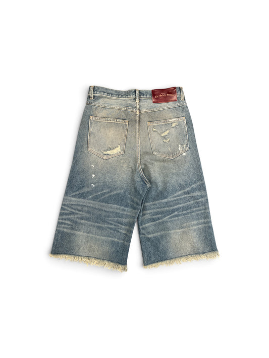 SEKRIT STUDDED CHOPPER SHORT STAINED VINTAGE BLUE