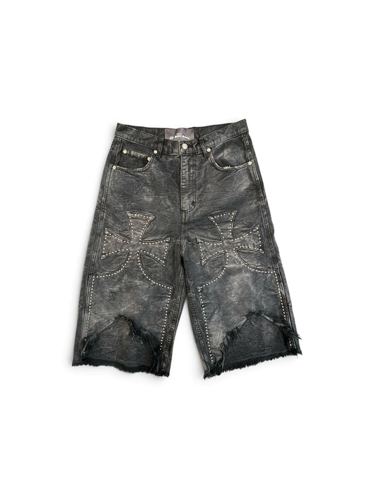 SEKRIT STUDDED CHOPPER SHORT ARCTIC BLACK