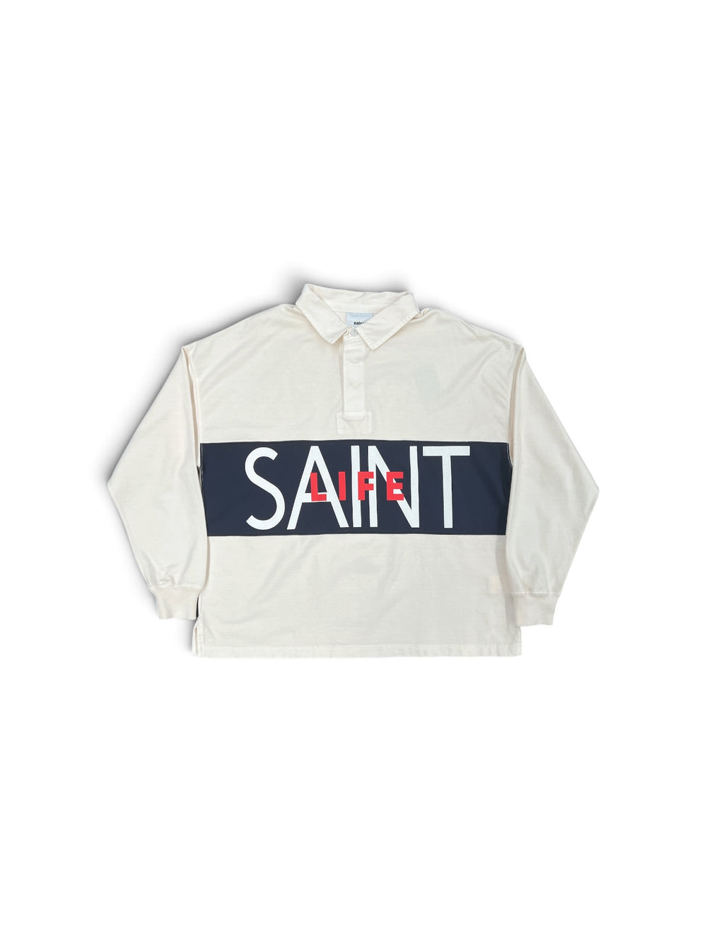 SAINT MICHAEL SAINT LIFE LS POLO SHIRT WHITE