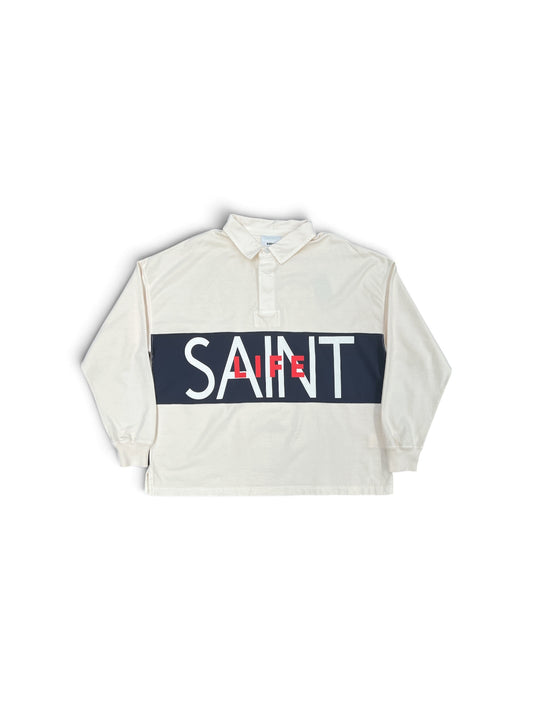SAINT MICHAEL SAINT LIFE LS POLO SHIRT WHITE