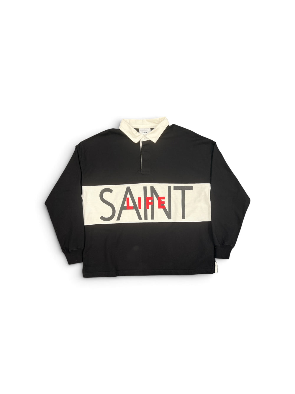 SAINT MICHAEL SAINT LIFE LS POLO SHIRT BLACK