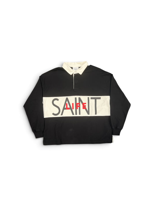 SAINT MICHAEL SAINT LIFE LS POLO SHIRT BLACK
