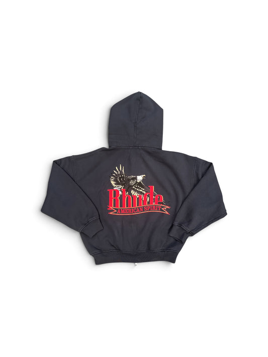 RHUDE RHUDE AMERICAN SPIRIT ZIP-UP HOODIE VINTAGE BLACK / RED