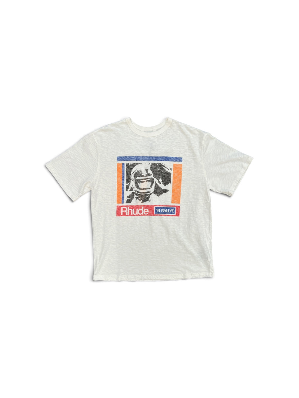 RHUDE HELMETHEAD RALLYE SLUB TEE WHITE / MULTI
