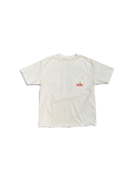 RHUDE RHUDE AMERICAN SPIRIT POCKET TEE VINTAGE WHITE / RED