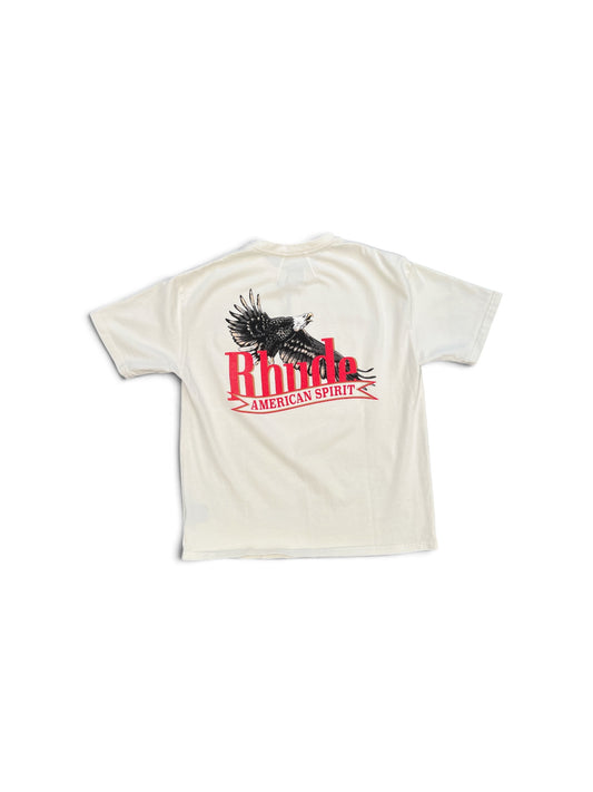 RHUDE RHUDE AMERICAN SPIRIT POCKET TEE VINTAGE WHITE / RED