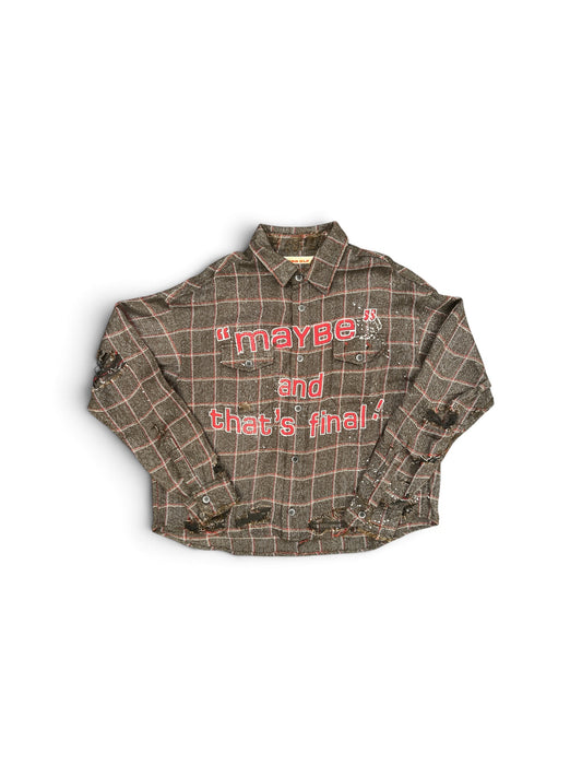 SECNDSLF MAYBE PLAID SHIRT BROWN