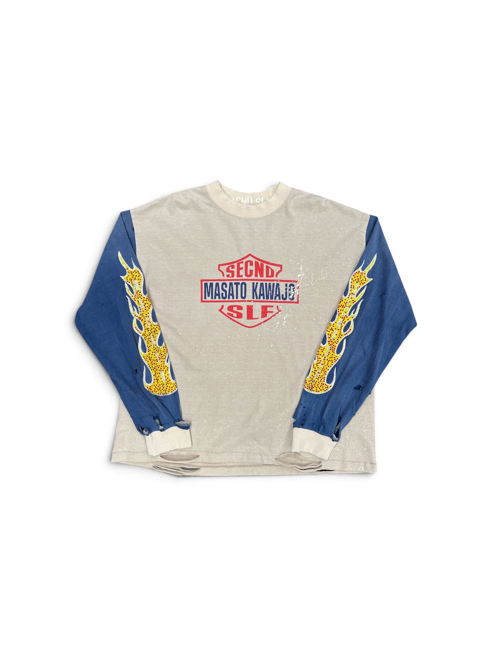 SECNDSLF FIRESTORM VINTAGE LS x MASATO KAWAJO VINTAGE WHITE / BLUE