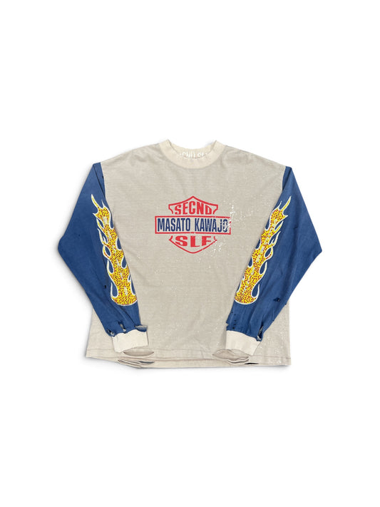 SECNDSLF FIRESTORM VINTAGE LS x MASATO KAWAJO VINTAGE WHITE / BLUE