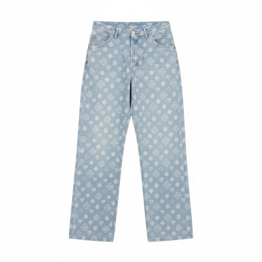 CASABLANCA RELAXED-FIT MONOGRAM JEANS BLUE